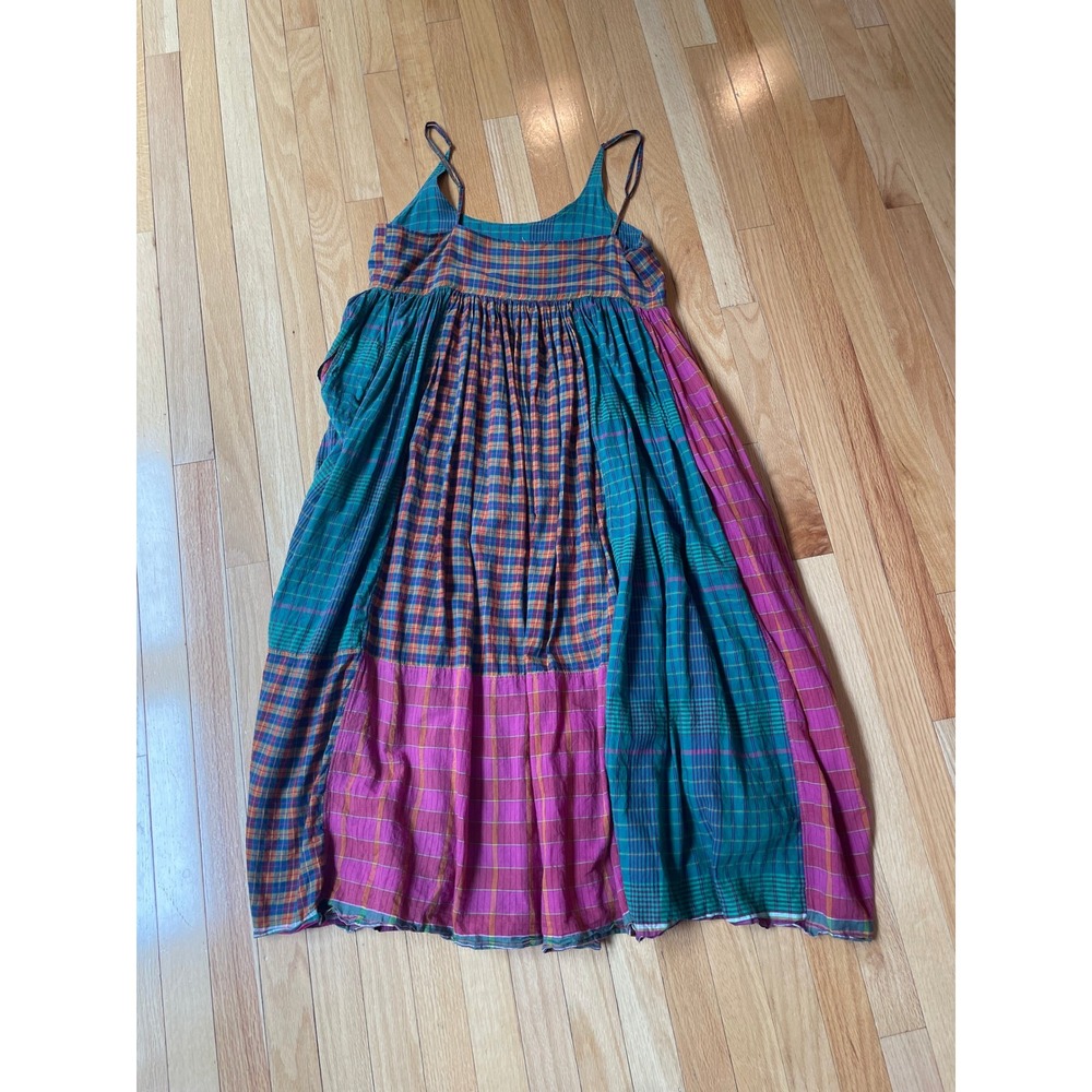 Injiri Handwoven Cotton Plaid Patchwork Slip Dress | Multi Checkered Cami Maxi